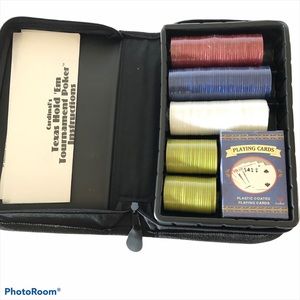 Travel Games NEW Poker Chips & 2 Decks of Cards Zip Up Travel Case Card Games